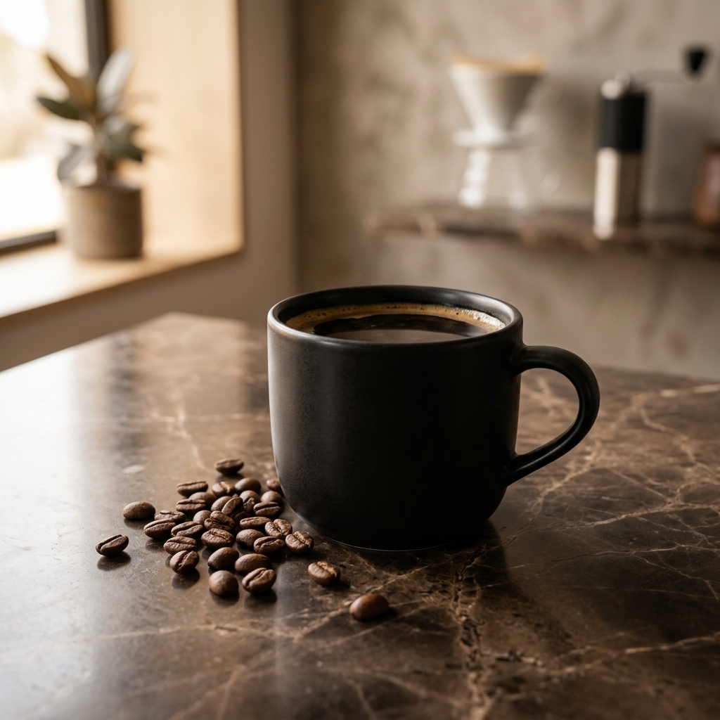 Frisch geröstete Kaffeebohnen und Kaffee